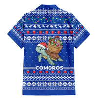 Comoros Christmas Family Matching Mermaid Dress and Hawaiian Shirt with Santa Turtle Gifts Snowflakes and Ocean Blue Holiday Pattern - Wonder Print Shop