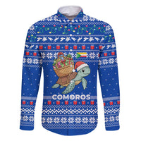 Comoros Christmas Family Matching Mermaid Dress and Hawaiian Shirt with Santa Turtle Gifts Snowflakes and Ocean Blue Holiday Pattern - Wonder Print Shop