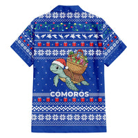Comoros Christmas Family Matching Summer Maxi Dress and Hawaiian Shirt with Santa Turtle Gifts Snowflakes and Ocean Blue Holiday Pattern - Wonder Print Shop