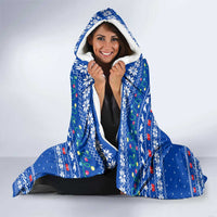 Comoros Christmas Hooded Blanket with Santa Turtle Gifts Snowflakes and Ocean Blue Holiday Pattern - Wonder Print Shop