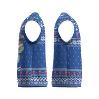 Comoros Christmas Knitted V-Neck Vest with Santa Turtle Gifts Snowflakes and Ocean Blue Holiday Pattern - Wonder Print Shop