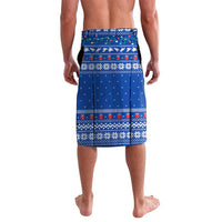 Comoros Christmas Lavalava with Santa Turtle Gifts Snowflakes and Ocean Blue Holiday Pattern - Wonder Print Shop