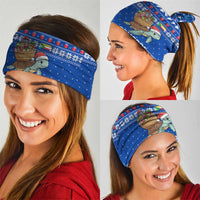 Comoros Christmas Neck Gaiter with Santa Turtle Gifts Snowflakes and Ocean Blue Holiday Pattern - Wonder Print Shop
