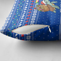 Comoros Christmas Pillow Cover with Santa Turtle Gifts Snowflakes and Ocean Blue Holiday Pattern - Wonder Print Shop