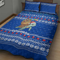 Comoros Christmas Quilt Bed Set with Santa Turtle Gifts Snowflakes and Ocean Blue Holiday Pattern - Wonder Print Shop