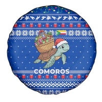 Comoros Christmas Spare Tire Cover with Santa Turtle Gifts Snowflakes and Ocean Blue Holiday Pattern - Wonder Print Shop