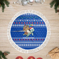 Comoros Christmas Tree Skirt with Santa Turtle Gifts Snowflakes and Ocean Blue Holiday Pattern - Wonder Print Shop