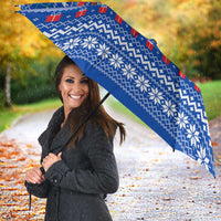 Comoros Christmas Umbrella with Santa Turtle Gifts Snowflakes and Ocean Blue Holiday Pattern - Wonder Print Shop