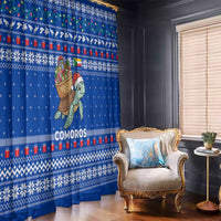 Comoros Christmas Window Curtain with Santa Turtle Gifts Snowflakes and Ocean Blue Holiday Pattern - Wonder Print Shop