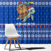 Comoros Christmas Window Curtain with Santa Turtle Gifts Snowflakes and Ocean Blue Holiday Pattern - Wonder Print Shop