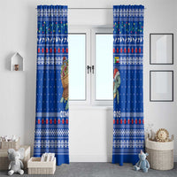 Comoros Christmas Window Curtain with Santa Turtle Gifts Snowflakes and Ocean Blue Holiday Pattern - Wonder Print Shop