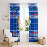 Comoros Christmas Window Curtain with Santa Turtle Gifts Snowflakes and Ocean Blue Holiday Pattern - Wonder Print Shop