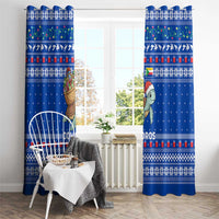 Comoros Christmas Window Curtain with Santa Turtle Gifts Snowflakes and Ocean Blue Holiday Pattern - Wonder Print Shop