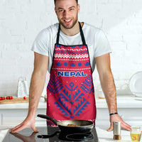 Nepal Christmas Apron with Red-Blue Design, National Emblem, and Snowflake Motif - Wonder Print Shop