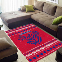 Nepal Christmas Area Rug with Red-Blue Design, National Emblem, and Snowflake Motif - Wonder Print Shop