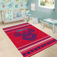 Nepal Christmas Area Rug with Red-Blue Design, National Emblem, and Snowflake Motif - Wonder Print Shop