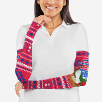 Nepal Christmas Arm Sleeves with Red-Blue Design, National Emblem, and Snowflake Motif - Wonder Print Shop