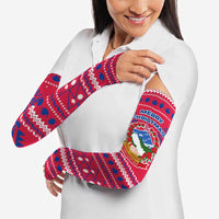 Nepal Christmas Arm Sleeves with Red-Blue Design, National Emblem, and Snowflake Motif - Wonder Print Shop