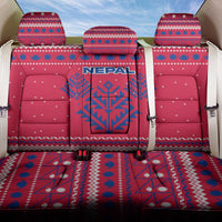Nepal Christmas Back Car Seat Cover with Red-Blue Design, National Emblem, and Snowflake Motif - Wonder Print Shop