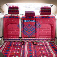 Nepal Christmas Back Car Seat Cover with Red-Blue Design, National Emblem, and Snowflake Motif - Wonder Print Shop