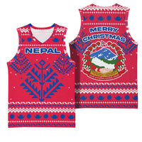 Nepal Christmas Basketball Jersey with Red-Blue Design, National Emblem, and Snowflake Motif - Wonder Print Shop