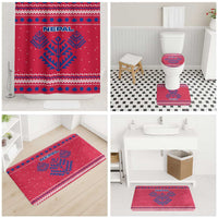 Nepal Christmas Bathroom Set with Red-Blue Design, National Emblem, and Snowflake Motif - Wonder Print Shop
