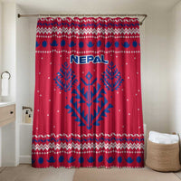 Nepal Christmas Bathroom Set with Red-Blue Design, National Emblem, and Snowflake Motif - Wonder Print Shop