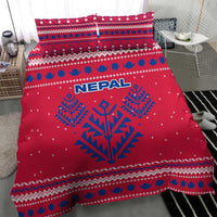 Nepal Christmas Bedding Set with Red-Blue Design, National Emblem, and Snowflake Motif - Wonder Print Shop