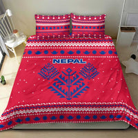 Nepal Christmas Bedding Set with Red-Blue Design, National Emblem, and Snowflake Motif - Wonder Print Shop