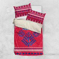 Nepal Christmas Bedding Set with Red-Blue Design, National Emblem, and Snowflake Motif - Wonder Print Shop