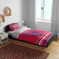 Nepal Christmas Bedding Set with Red-Blue Design, National Emblem, and Snowflake Motif - Wonder Print Shop