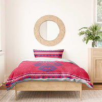 Nepal Christmas Bedding Set with Red-Blue Design, National Emblem, and Snowflake Motif - Wonder Print Shop