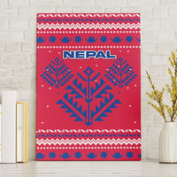 Nepal Christmas Canvas Wall Art with Red-Blue Design, National Emblem, and Snowflake Motif - Wonder Print Shop