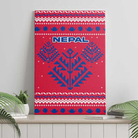 Nepal Christmas Canvas Wall Art with Red-Blue Design, National Emblem, and Snowflake Motif - Wonder Print Shop
