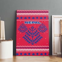 Nepal Christmas Canvas Wall Art with Red-Blue Design, National Emblem, and Snowflake Motif - Wonder Print Shop