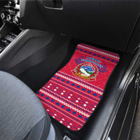Nepal Christmas Car Mats with Red-Blue Design, National Emblem, and Snowflake Motif - Wonder Print Shop