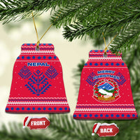 Nepal Christmas Ceramic Ornament with Red-Blue Design, National Emblem, and Snowflake Motif - Wonder Print Shop