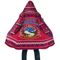 Nepal Christmas Cloak with Red-Blue Design, National Emblem, and Snowflake Motif - Wonder Print Shop