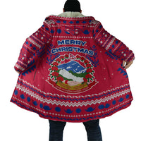 Nepal Christmas Cloak with Red-Blue Design, National Emblem, and Snowflake Motif - Wonder Print Shop