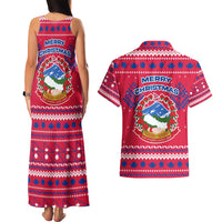 Nepal Christmas Couples Matching Tank Maxi Dress and Hawaiian Shirt with Red-Blue Design, National Emblem, and Snowflake Motif - Wonder Print Shop