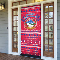 Nepal Christmas Door Cover with Red-Blue Design, National Emblem, and Snowflake Motif - Wonder Print Shop