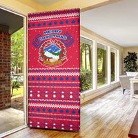 Nepal Christmas Door Cover with Red-Blue Design, National Emblem, and Snowflake Motif - Wonder Print Shop