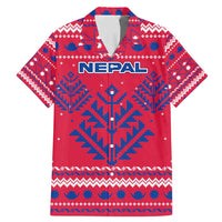 Nepal Christmas Family Matching Mermaid Dress and Hawaiian Shirt with Red-Blue Design, National Emblem, and Snowflake Motif - Wonder Print Shop