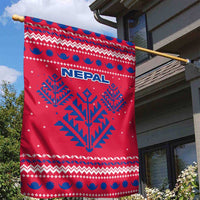 Nepal Christmas Garden Flag with Red-Blue Design, National Emblem, and Snowflake Motif - Wonder Print Shop