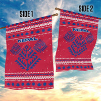 Nepal Christmas Garden Flag with Red-Blue Design, National Emblem, and Snowflake Motif - Wonder Print Shop