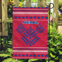 Nepal Christmas Garden Flag with Red-Blue Design, National Emblem, and Snowflake Motif - Wonder Print Shop