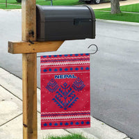 Nepal Christmas Garden Flag with Red-Blue Design, National Emblem, and Snowflake Motif - Wonder Print Shop