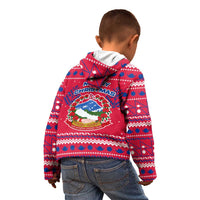 Nepal Christmas Kid Hoodie with Red-Blue Design, National Emblem, and Snowflake Motif - Wonder Print Shop