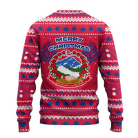 Nepal Christmas Ugly Christmas Sweater with Red-Blue Design, National Emblem, and Snowflake Motif - Wonder Print Shop