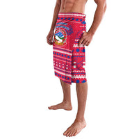 Nepal Christmas Lavalava with Red-Blue Design, National Emblem, and Snowflake Motif - Wonder Print Shop